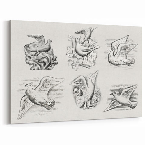 Expressionism Wall Art - Seven Pigeons by Leo Gestel