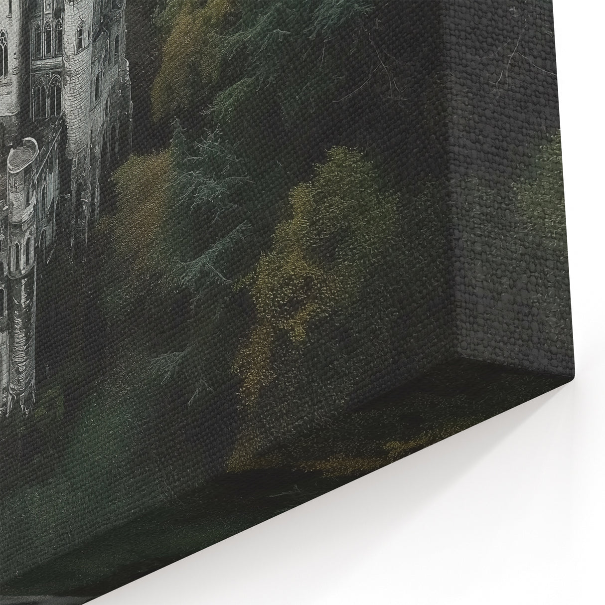 Medieval Castle Art – Enchanting Fortress Hidden in a Forest Landscape