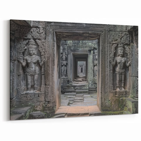 Historic Castle Prints - Intricate Stone Passageway with Sculptures