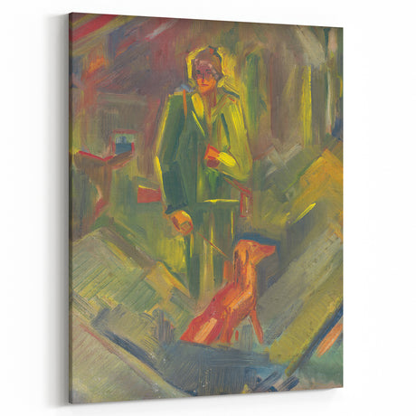 Expressionist Art - Standing Hunter with a Dog by Arnold Peter Weisz-Kubínčan