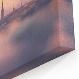 Castle Landscape - Dreamy Spires and Village in Morning Mist