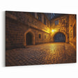 Medieval Castle Art - Illuminated Archway and Cobblestone Path