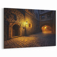 Medieval Castle Prints - Illuminated Courtyard and Archway Scene