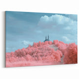 Fantasy Castle Prints - Spires Above Pink Forest Dreamscape Art