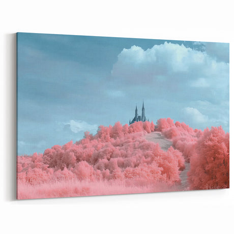 Fantasy Castle Prints - Spires Above Pink Forest Dreamscape Art