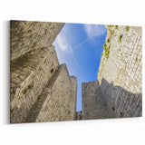 Historic Castle Prints - Upward View of Stone Walls and Blue Sky