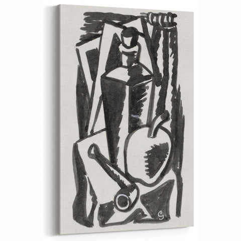 Abstract Expressionism: Still Life with Apple, Pipe, and Bottle Artwork