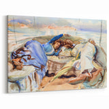 Romanticism Art: Two Figures in a Boat by Sargent - Scenic Canvas