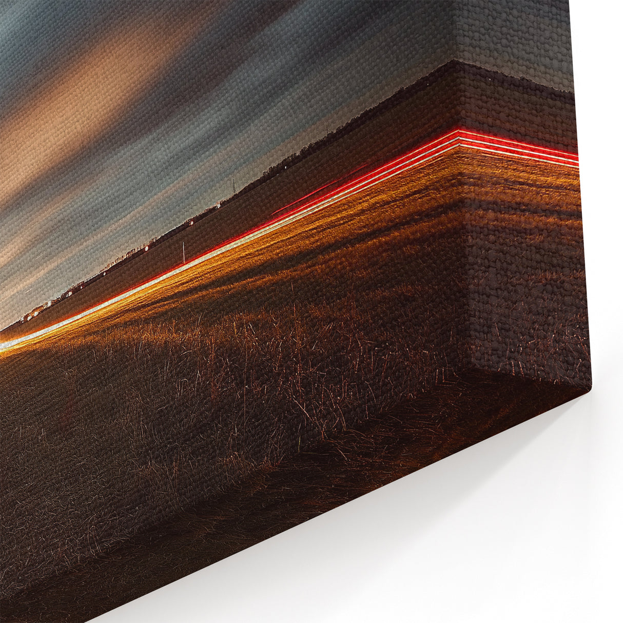 Rural Landscape Canvas - Moonlit Fields Under Dramatic Night Sky