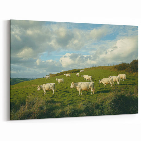 Scenic Countryside Prints - Peaceful Cows Grazing on Green Hills