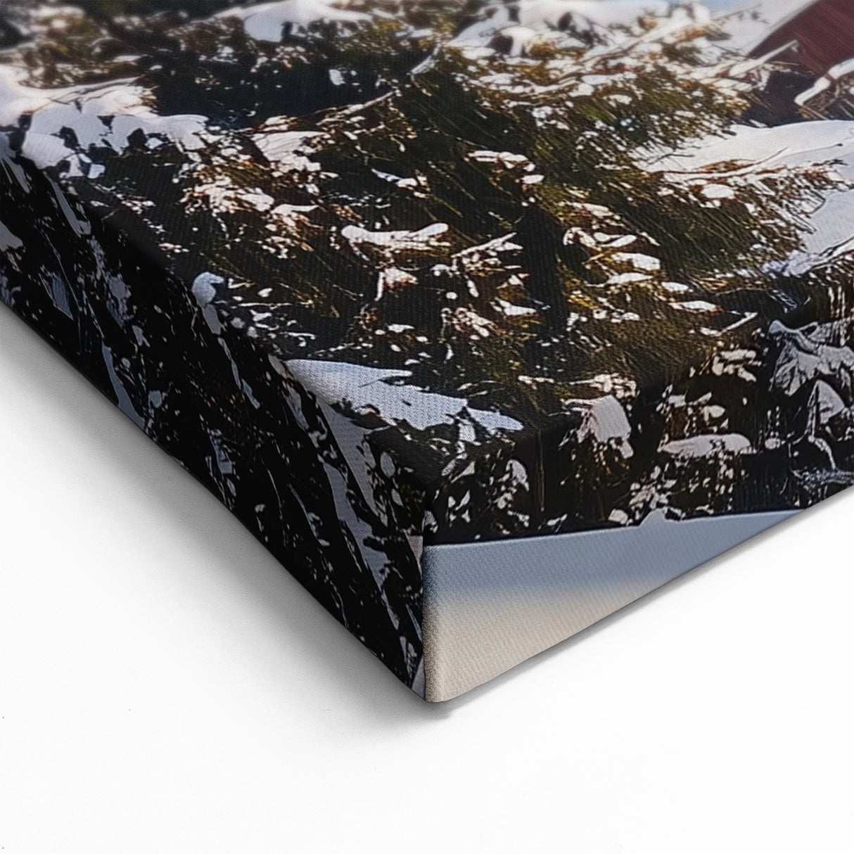 Snowy Mountain Village Countryside Wall Art - Winter Landscape Canvas