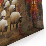 Sheep in Autumn Vineyard Countryside Wall Art - Rustic Landscape Canvas