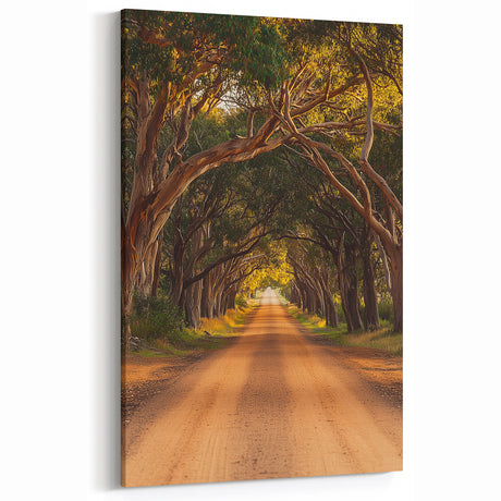 Tree-Lined Pathway Countryside Wall Art - Rustic Landscape Canvas