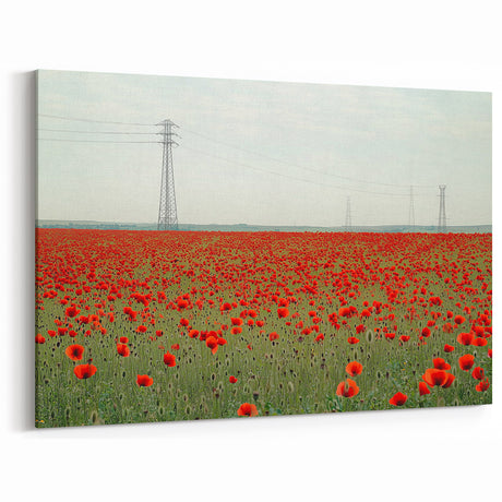Poppy Field Countryside Wall Art – Vibrant Rural Landscape Canvas Print