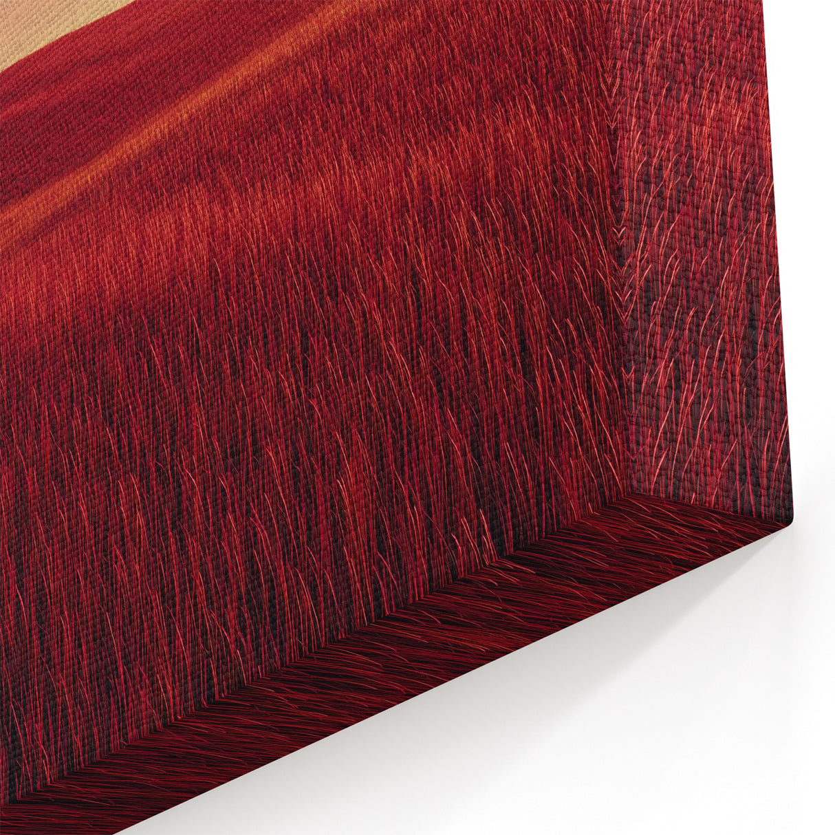 Crimson Wheat Field Wall Art – Minimalist Countryside Canvas Print