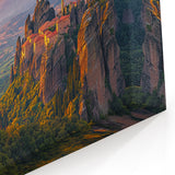 Mountain Village at Sunset Wall Art – Scenic Countryside Canvas Print