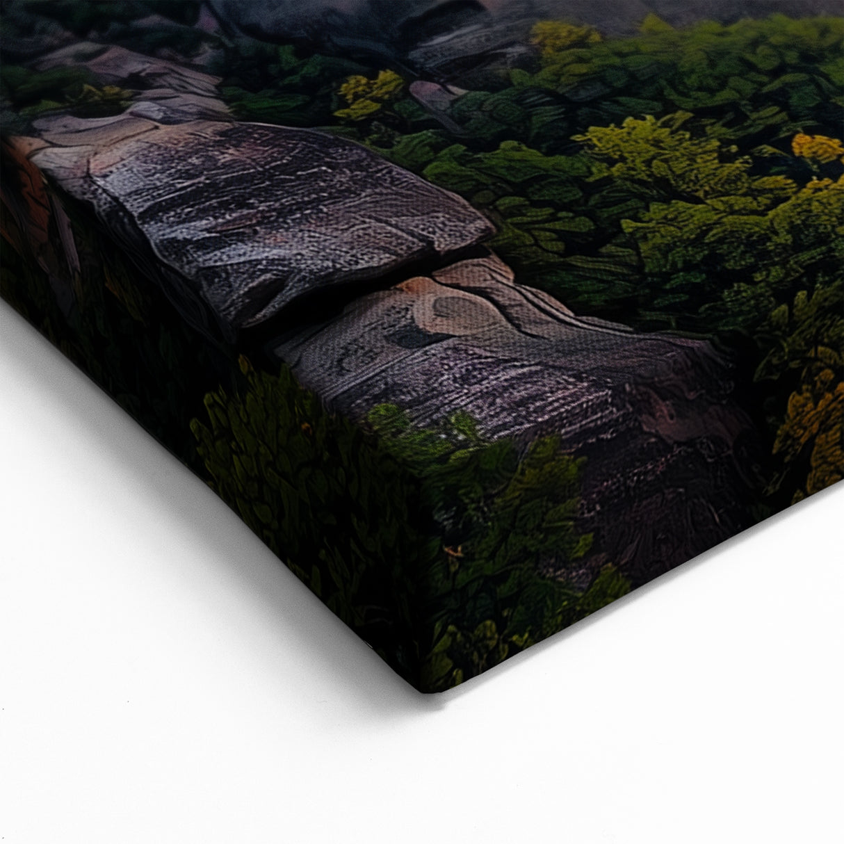Mountain Village at Sunset Wall Art – Scenic Countryside Canvas Print