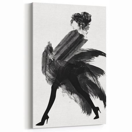 Figurative Abstract Canvas - Chic Black and White High Fashion Design