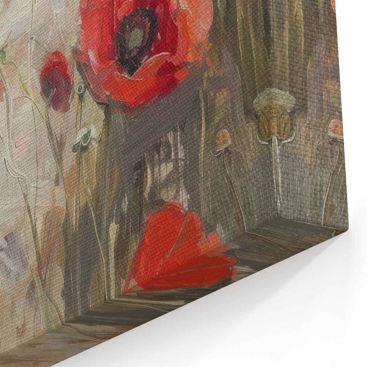 Figurative Abstract Art - Woman Resting Amidst Vibrant Red Poppies