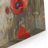 Figurative Abstract Art - Woman Resting Amidst Vibrant Red Poppies