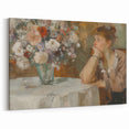 Figurative Abstract Art - Woman Contemplating with Floral Arrangement