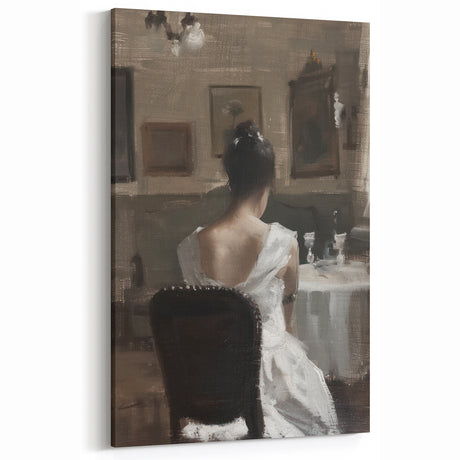 Figurative Abstract Canvas Art - Woman in a Vintage Interior Setting