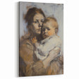 Abstract Figurative Art - Mother and Child in Warm Neutral Tones