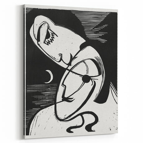 Expressionist Art: The Kiss | Bold Black-and-White Kirchner Print