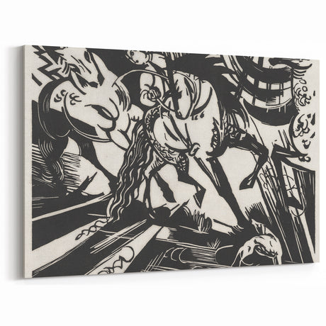 Expressionist Art: The Riding School | Bold Franz Marc Black Print