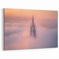 Mystical Castle Spire - Gothic Tower Rising Through Morning Mist