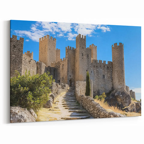 Sunlit Medieval Castle - Historic Fortress with Stone Pathway