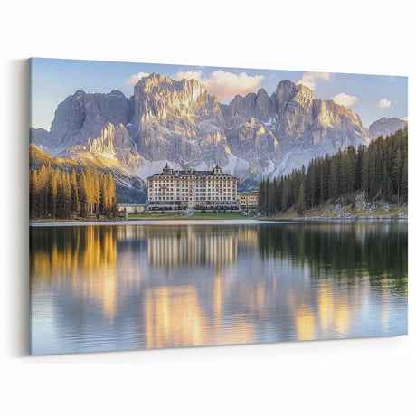 Lakeside Castle - Elegant Fortress with Alpine Mountain Reflections