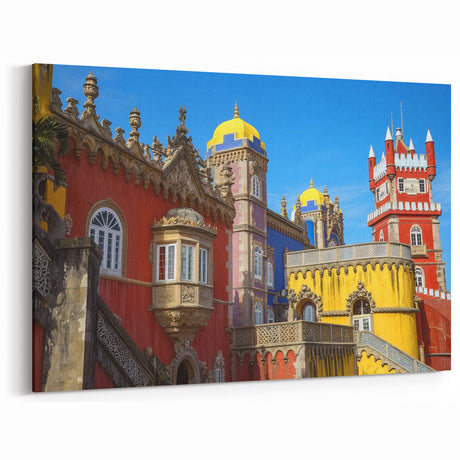 Vibrant Castle Facade - Colorful Architectural Wall Art