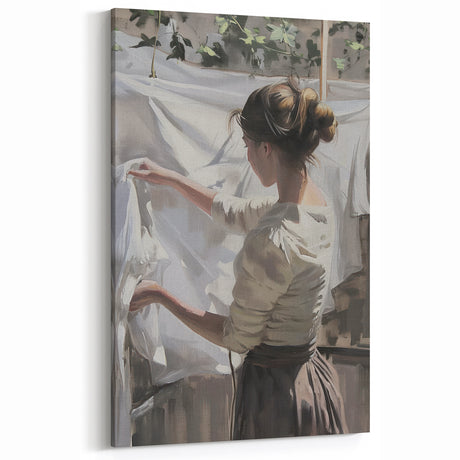 Abstract Human Figures - Rustic Beige and White Figurative Wall Art