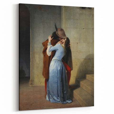 Romanticism Art: The Kiss - Historical Romantic Canvas Print