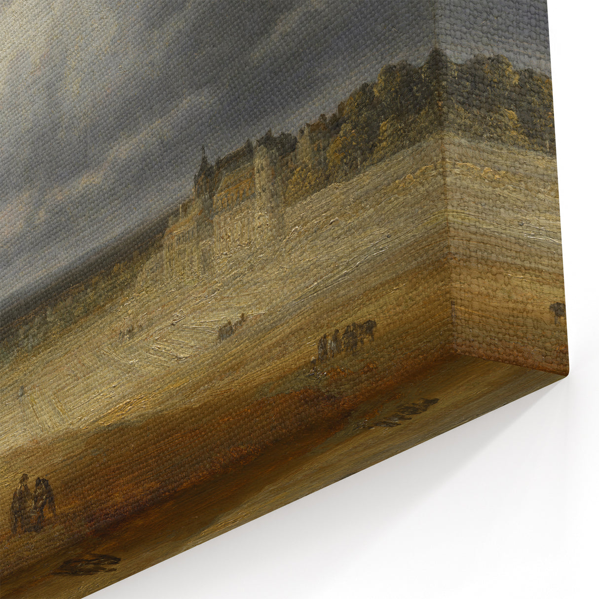 Romanticism Art: "Plowed Field and Village" Landscape Canvas Print