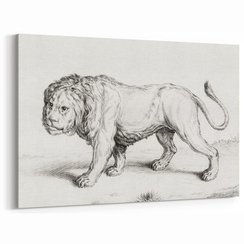 Lion Sketch by Jean Bernard - Romanticism Black and White Wall Art