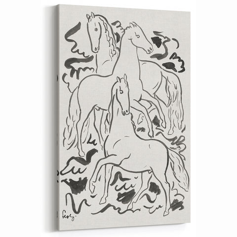 Expressionist Drawing - Three Horses | Contemporary Wall Art Print