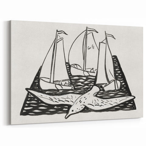 Expressionist Nautical Scene - Sailing Ships | Modern Wall Art Print