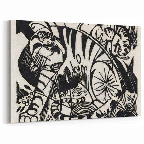 Expressionist Print - Tiger by Franz Marc | Black and White Wall Art