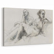 Abstract Human Figures - Minimalist Pencil Sketch Canvas