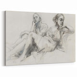 Abstract Human Figures - Minimalist Pencil Sketch Canvas