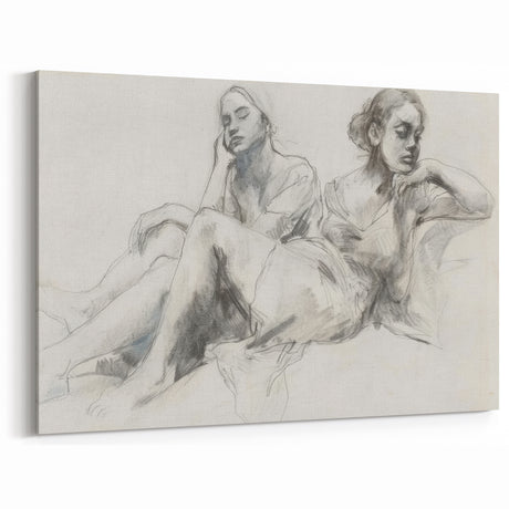 Abstract Human Figures - Minimalist Pencil Sketch Canvas