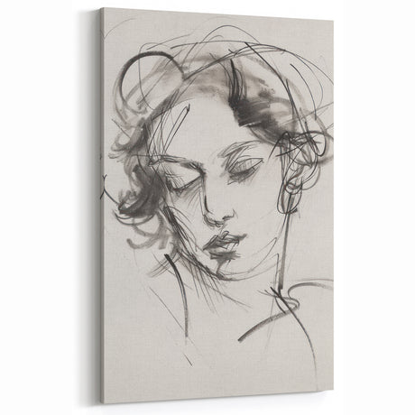 Abstract Human Figures - Expressive Charcoal Sketch Canvas