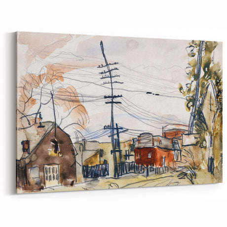 Modern Wall Art: Abstract Railroad Scene with Rustic Urban Charm