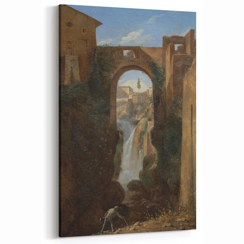 Romanticism Art: Ponte San Rocco by Granet - Landscape Canvas Print
