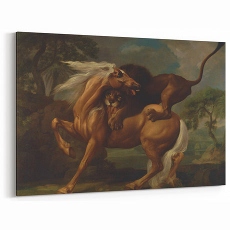 Romanticism Art: Lion Attacking a Horse by Stubbs - Wildlife Canvas Print