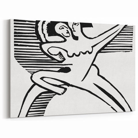 Expressionist Print - Two Dancers by Ernst Kirchner | Monochrome Wall Art