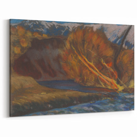 Modern Wall Art: Autumn River Valley with Vibrant Seasonal Colors