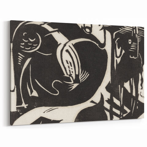 Expressionist Art: Two Mythical Animals - Abstract Expressionism Print